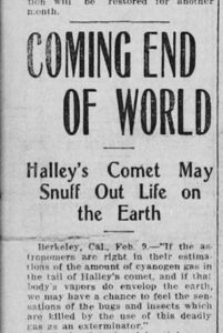 Article du New York Times consacré à la comète de Halley en 1910